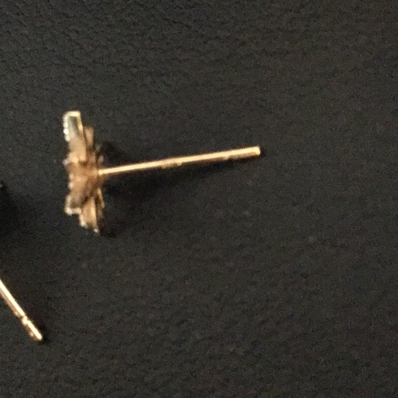 14K Yellow Gold Dainty CZ Star Earrings - Picture 7 of 7